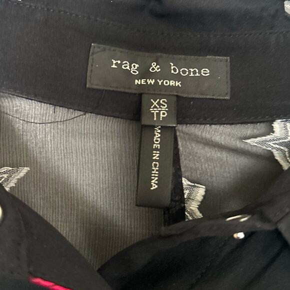 Rag & Bone Shirt Pearson Black Star Embroidered Silk Long Sleeve Button Up XS - Picture 6 of 6
